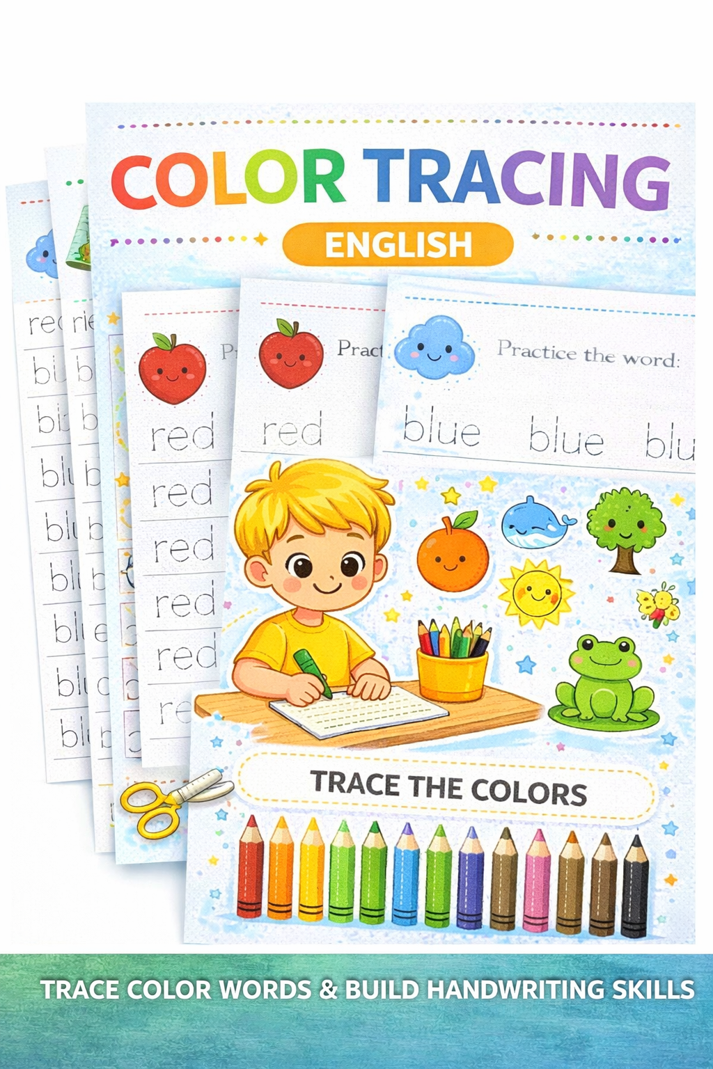 Pre-K Color Tracing Worksheets – English | Fine Motor Practice