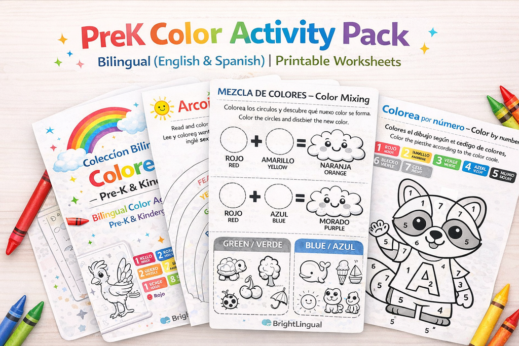 PreK Color Activity Pack – Bilingual (English & Spanish) | Printable Worksheets