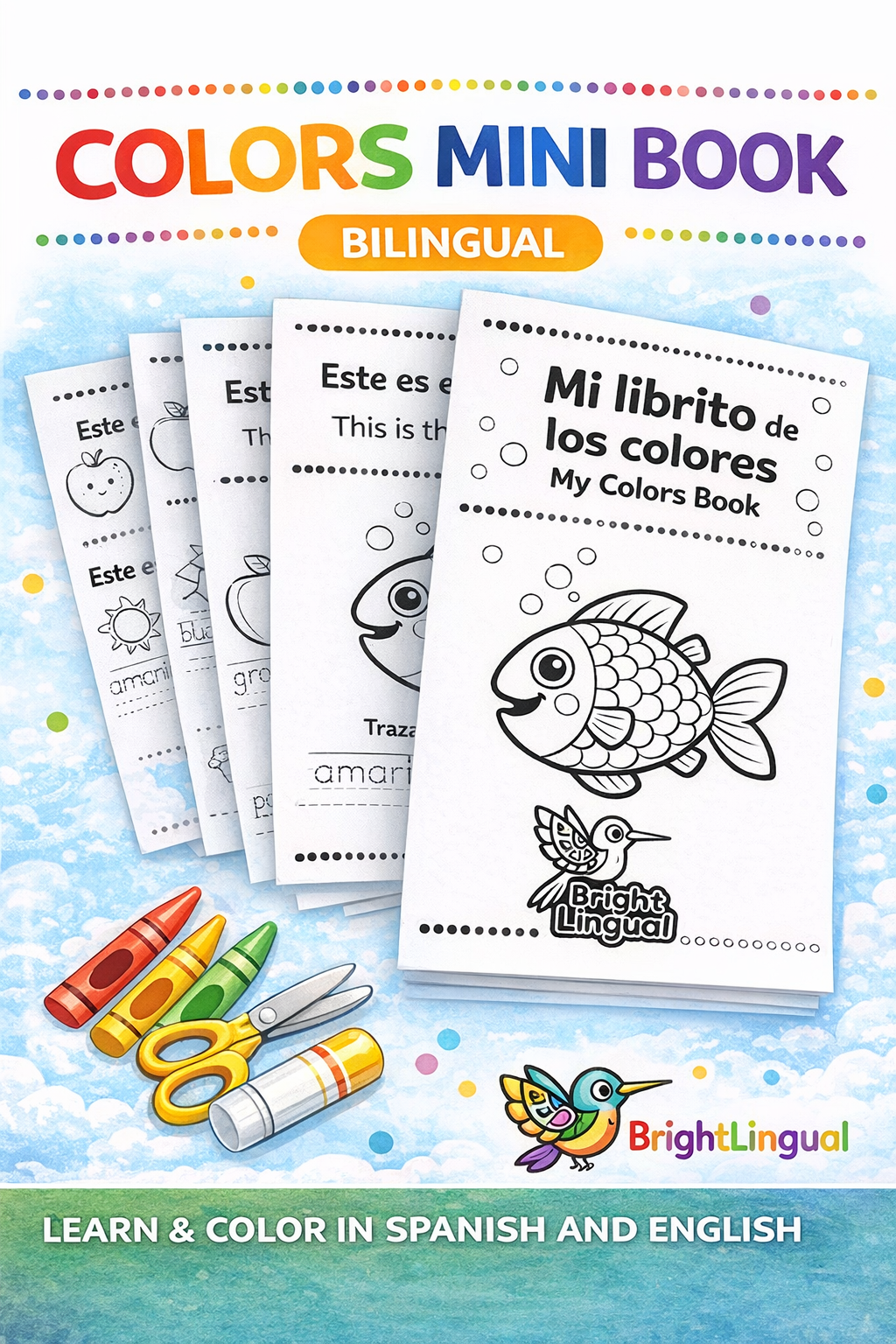 Pre-K Colors Mini Book – Bilingual | Printable Color Mini Book