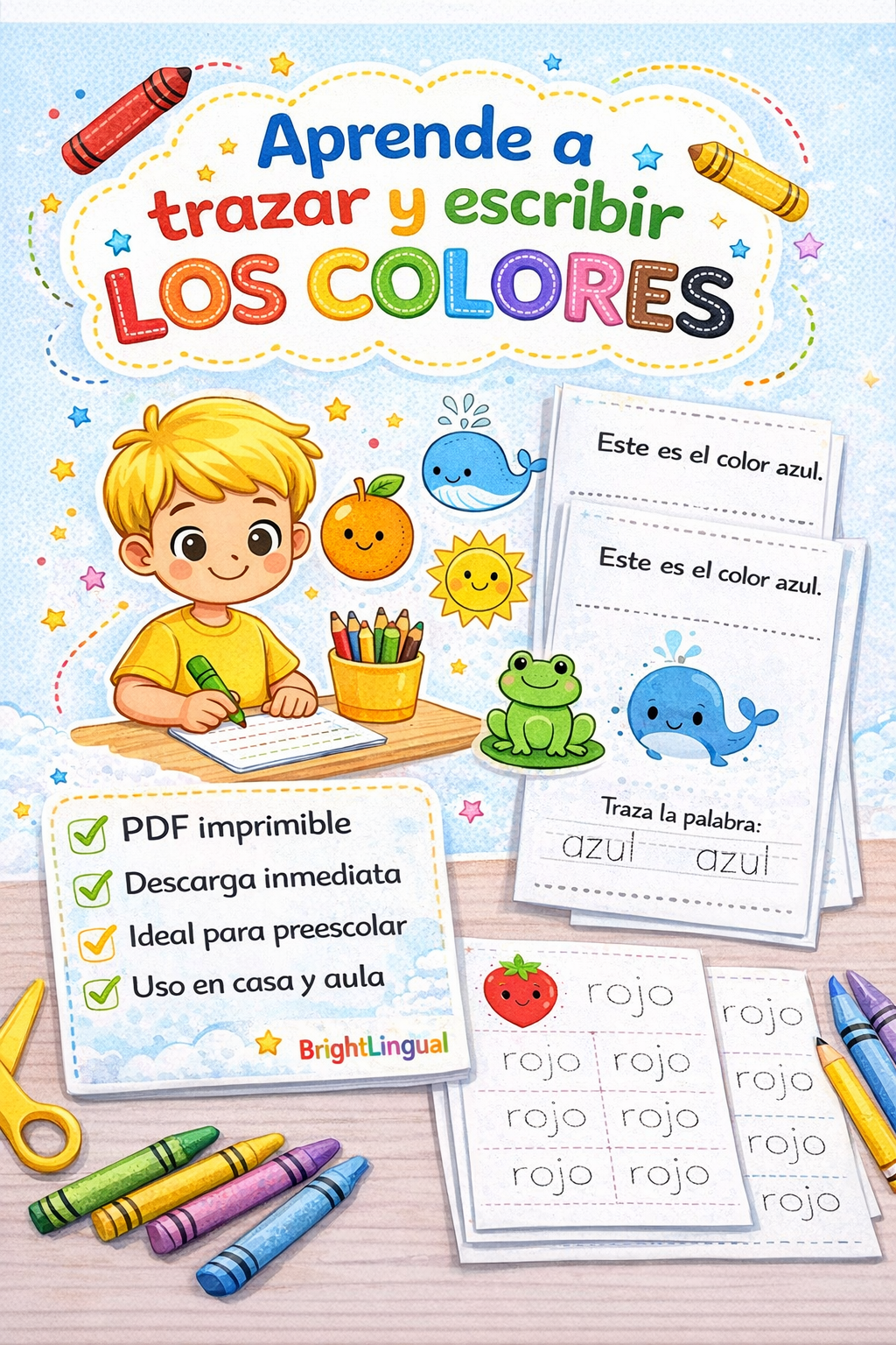 Trazos de Colores en Español para Preescolar | Aprende a Trazar y Escribir los Colores