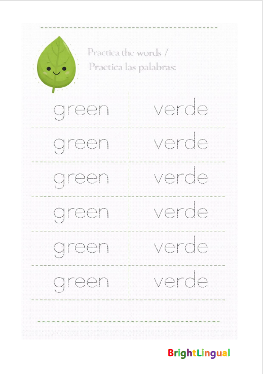 Pre-K Colors Tracing Worksheets – Bilingual (English & Spanish)